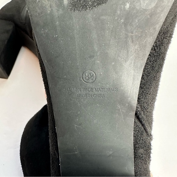 Lulus Platform Booties Women's size 8.5 Shoes Block Heel Suede Black Vegan - Picture 7 of 8